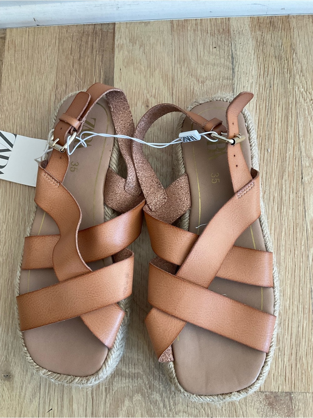 Zara Tan Strappy Espadrille-Style Girls Sandals